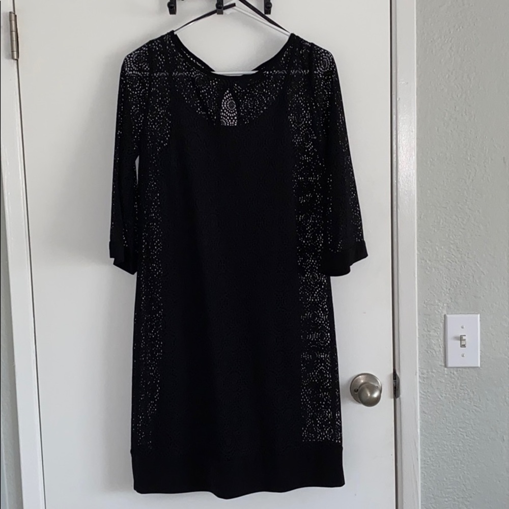 Black patterned dress w/ black camo underneath